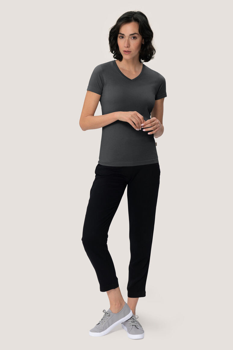 HAKRO Damen V-Shirt Mikralinar® anthrazit