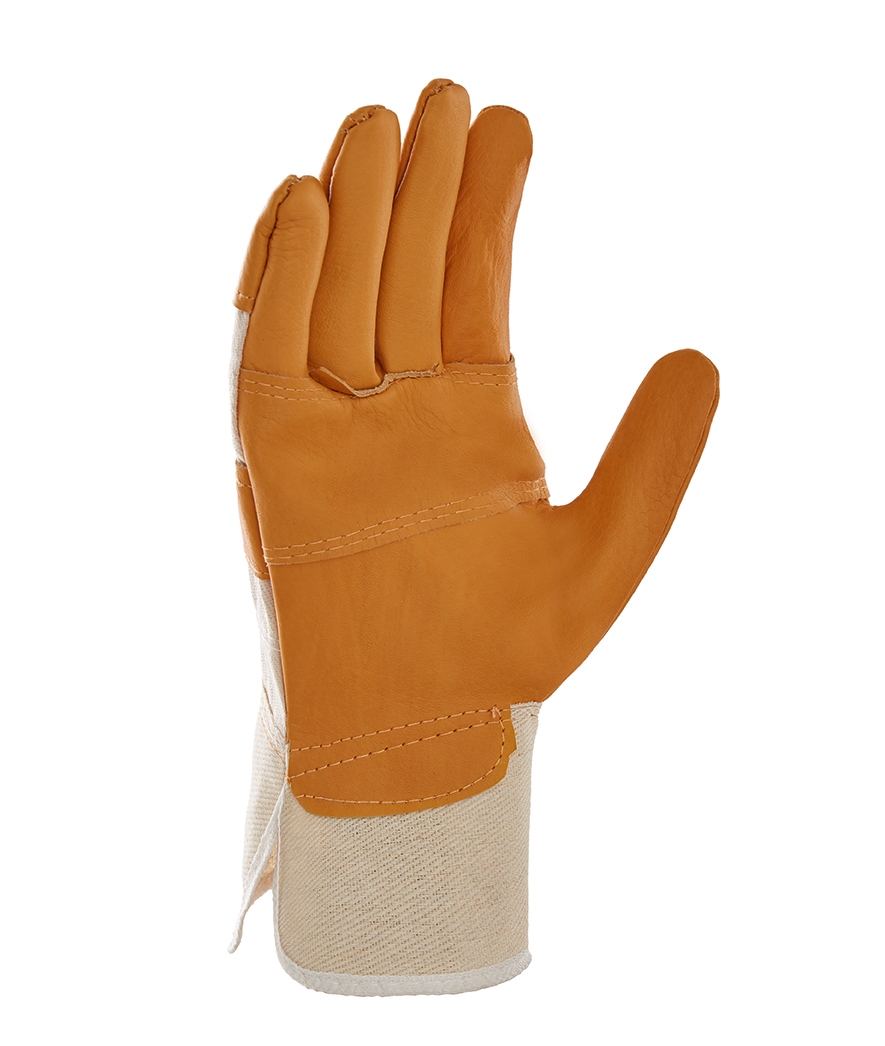 teXXor® Möbelleder-Handschuh HELLES LEDER Leder hell, Drell weiß