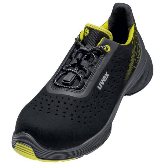 uvex 1 G2 gelochter Halbschuh schwarz lime S1 SRC Weite 10