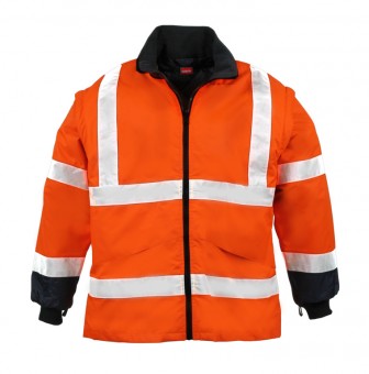 4-in-1-Warnschutzparka "Stonefield" nach EN 20471 + EN 343 • warnorange / marine 