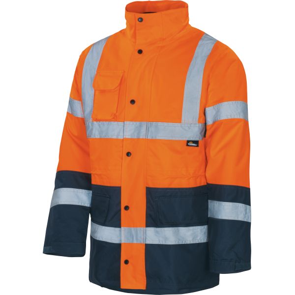 Vizwell Warnschutz Kontrast Parka 2 in 1 leuchtorange/marine (heraustrennbares Steppfutter)