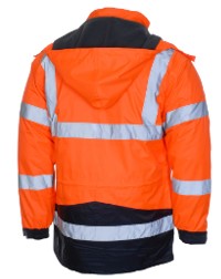 LeiKaTex® • 4-in-1-Warnschutzparka "Stonefield" nach EN ISO 20471 + EN 343 • warnorange / marineblau 