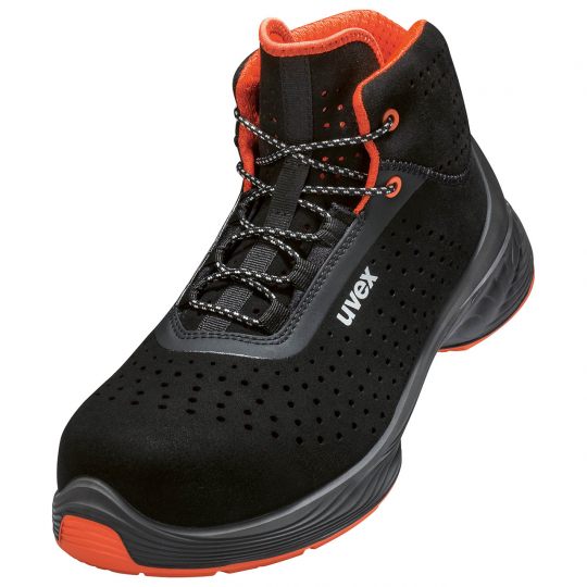 uvex 1 G2 gelochter Schnürstiefel schwarz orange  S1 SRC Weite 10