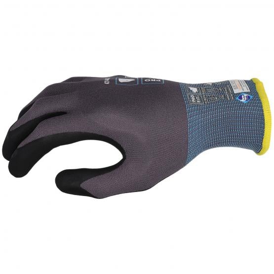 Pro-Fit®  "Maxim cool", MFT® Nitril Feinstrickhandschuh grau / schwarz