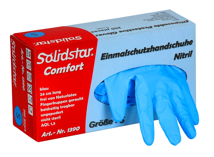 Solidstar® Comfort Nitril-Einmalschutzhandschuh blau puderfrei Box à 200 Stück