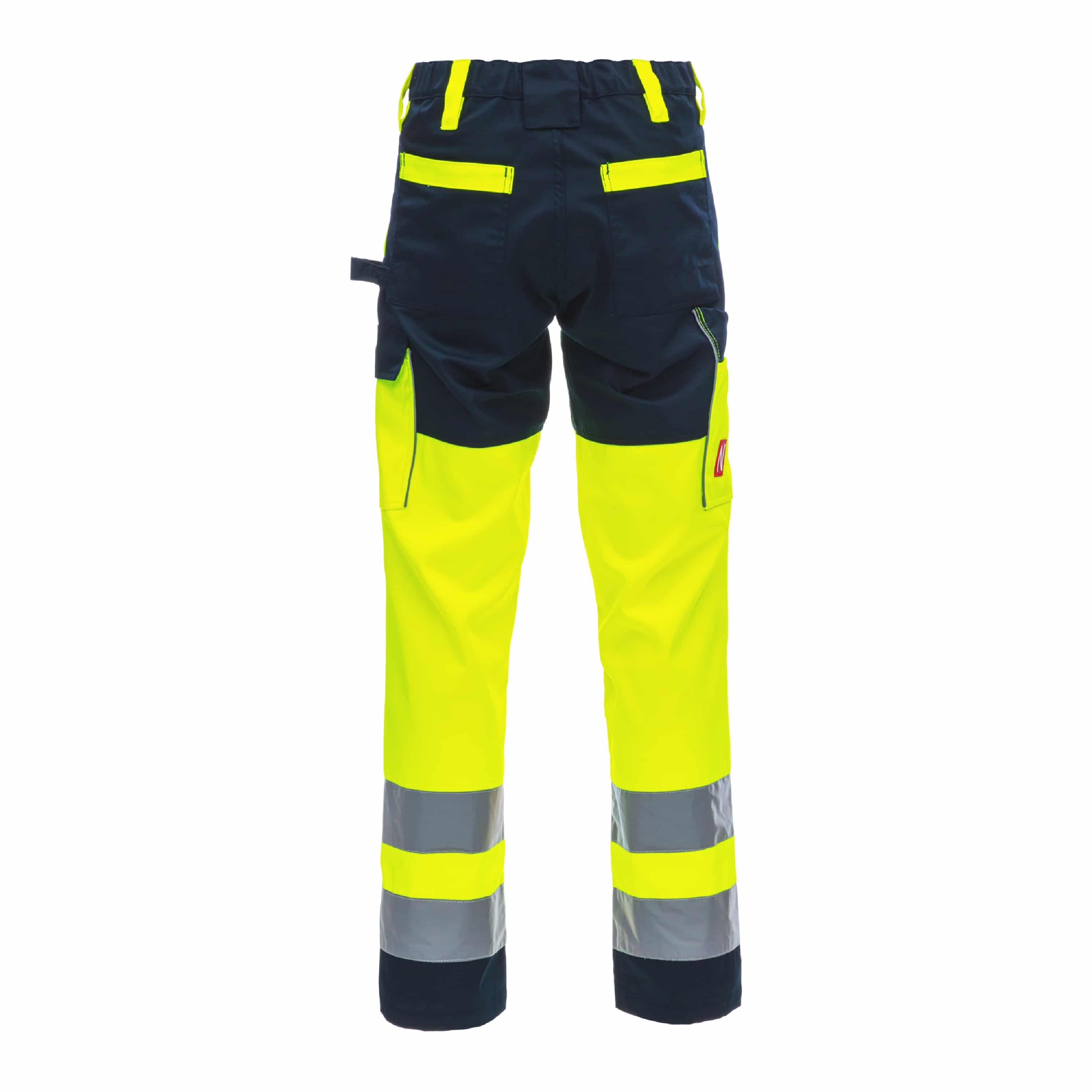 NITRAS MOTION TEX VIZ, Warnschutz-Arbeitshose neongelb / marineblau