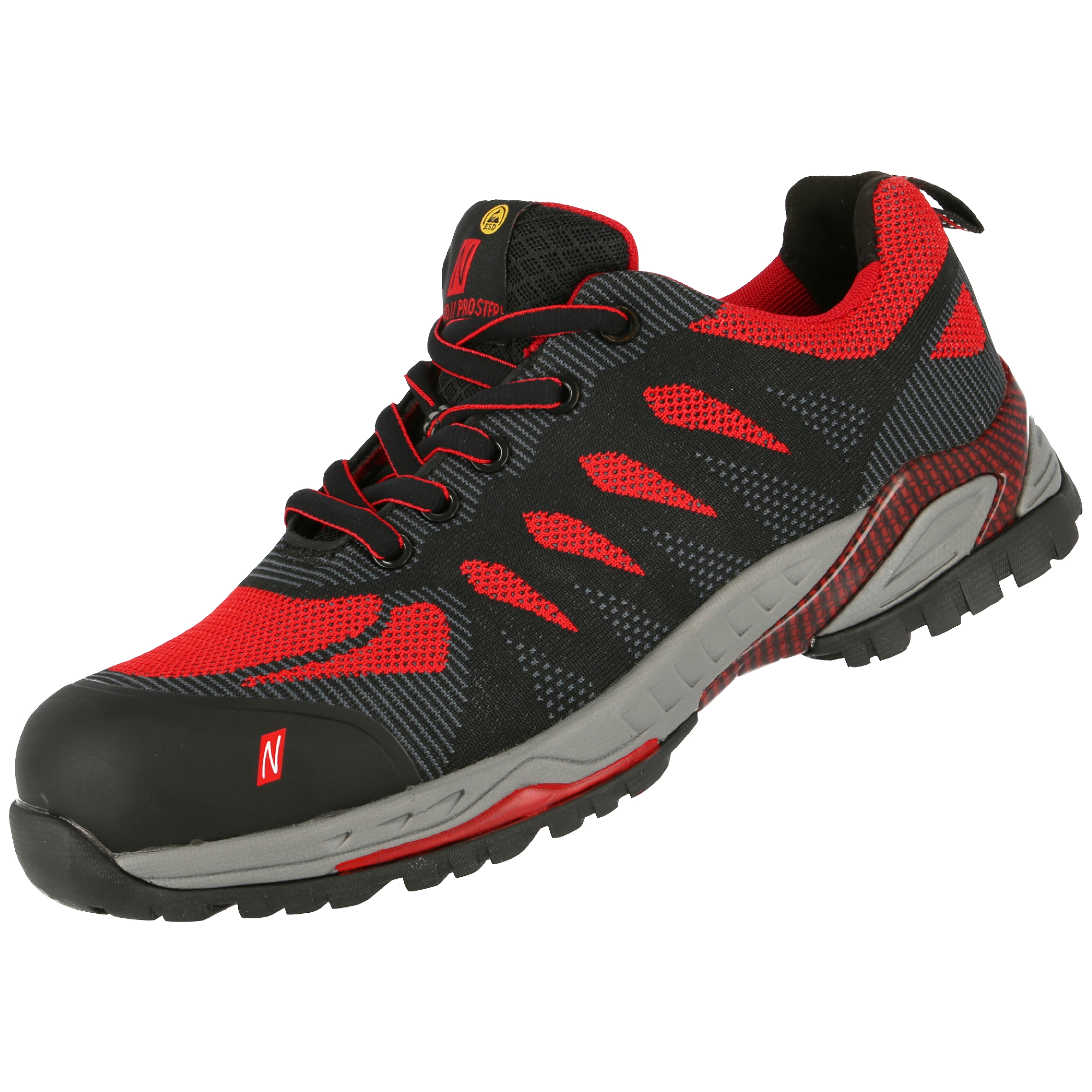 NITRAS® PRO STEP S1P Sicherheitshalbschuhe  schwarz/rot EN ISO 20345, DGUV Regel 112-191