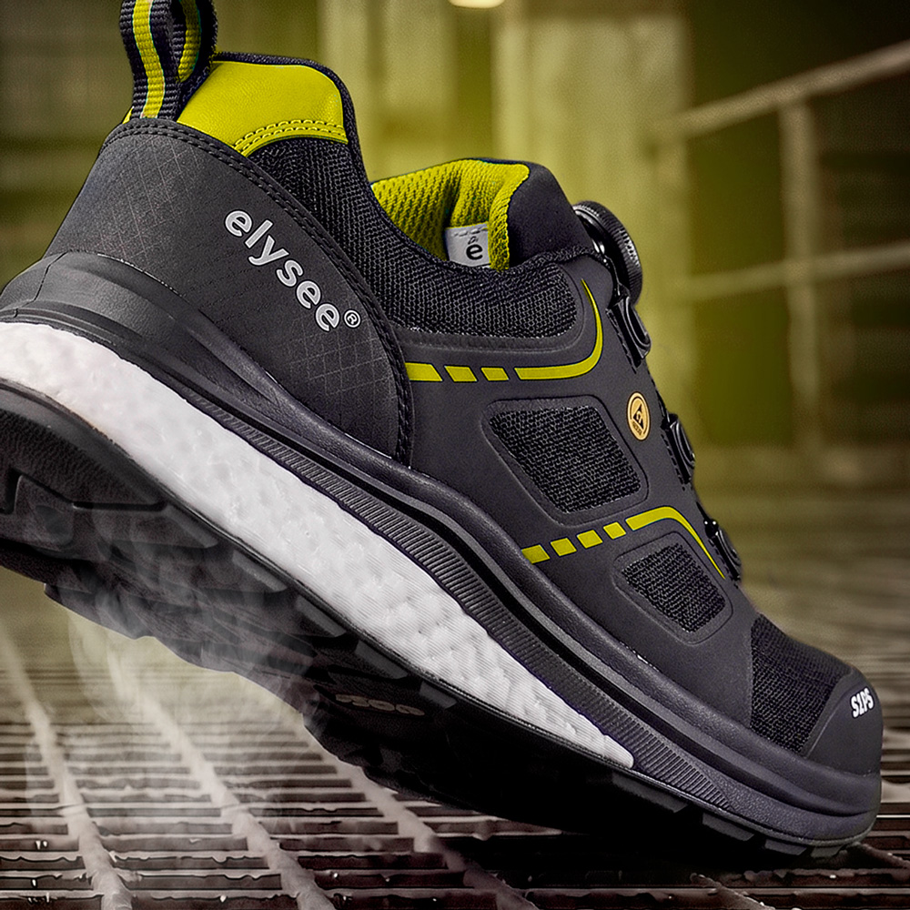 elysee® HALBSCHUHE S1PS *CUSHIONPRO® FLEX I* schwarz/gelb, mit Schnelldrehverschluss