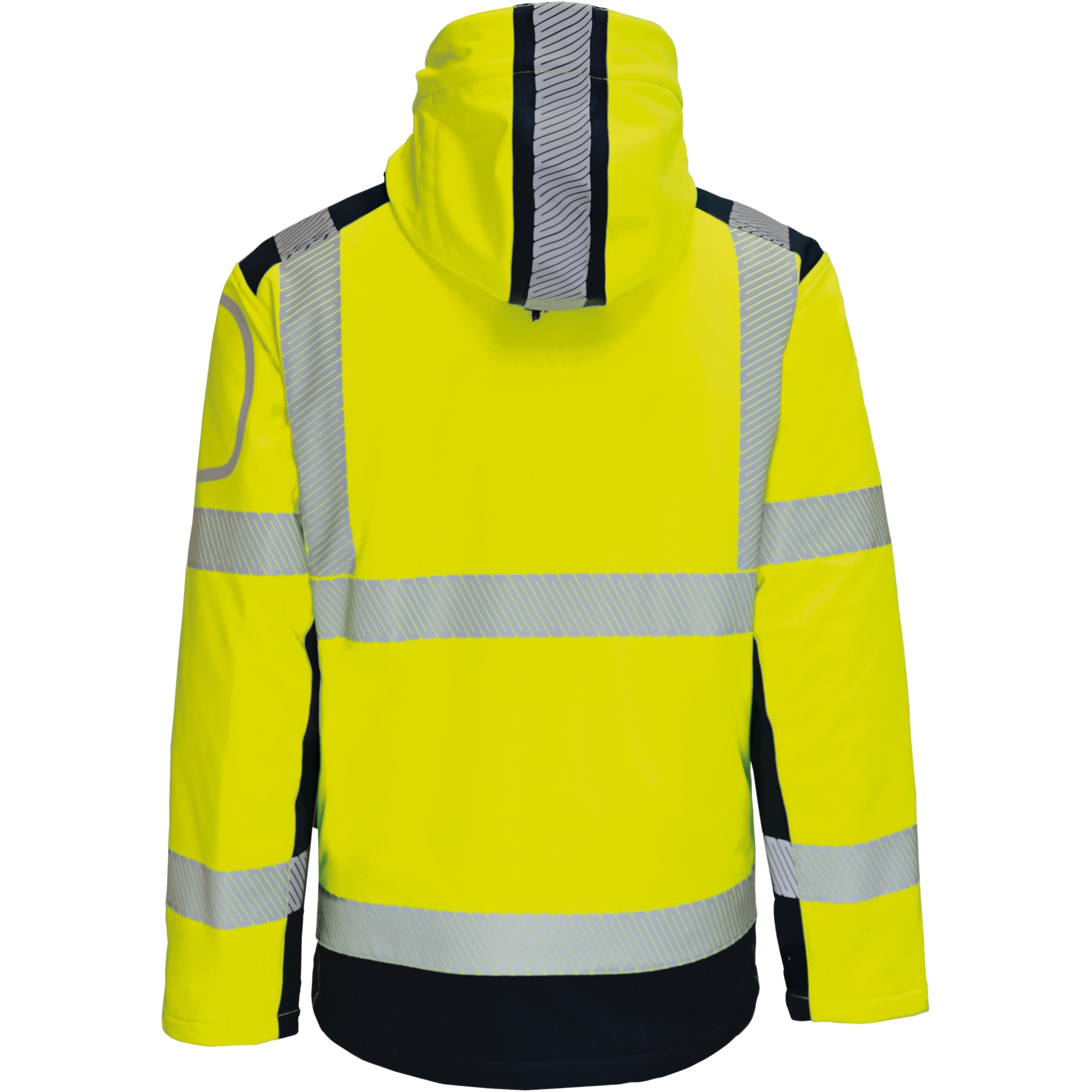 Vizwell Warnschutz Kontrast Winter-Softshelljacke leuchtgelb/marine mit Innenjacke