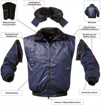 Pilotjacke 4 in 1 marine