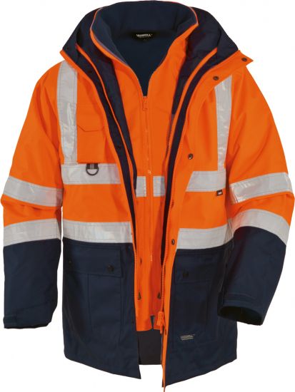 Warnschutz Kontrast Parka 5in1 leuchtorange/marine