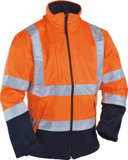 Kontrast Softshelljacke leuchtorange/marine
