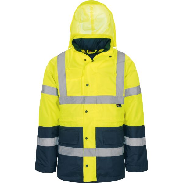 Auslaufmodell - Vizwell Warnschutz Kontrast Parka 2 in 1 leuchtgelb/marine (herausnehmbares Steppfutter)