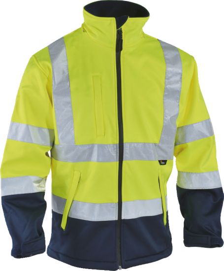 Kontrast Softshelljacke leuchtgelb/marine