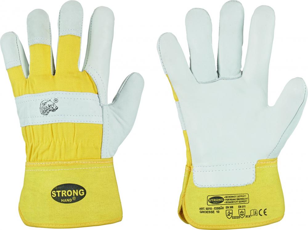 Volleder-Handschuh STRONGHAND® EISBÄR natur / gelb