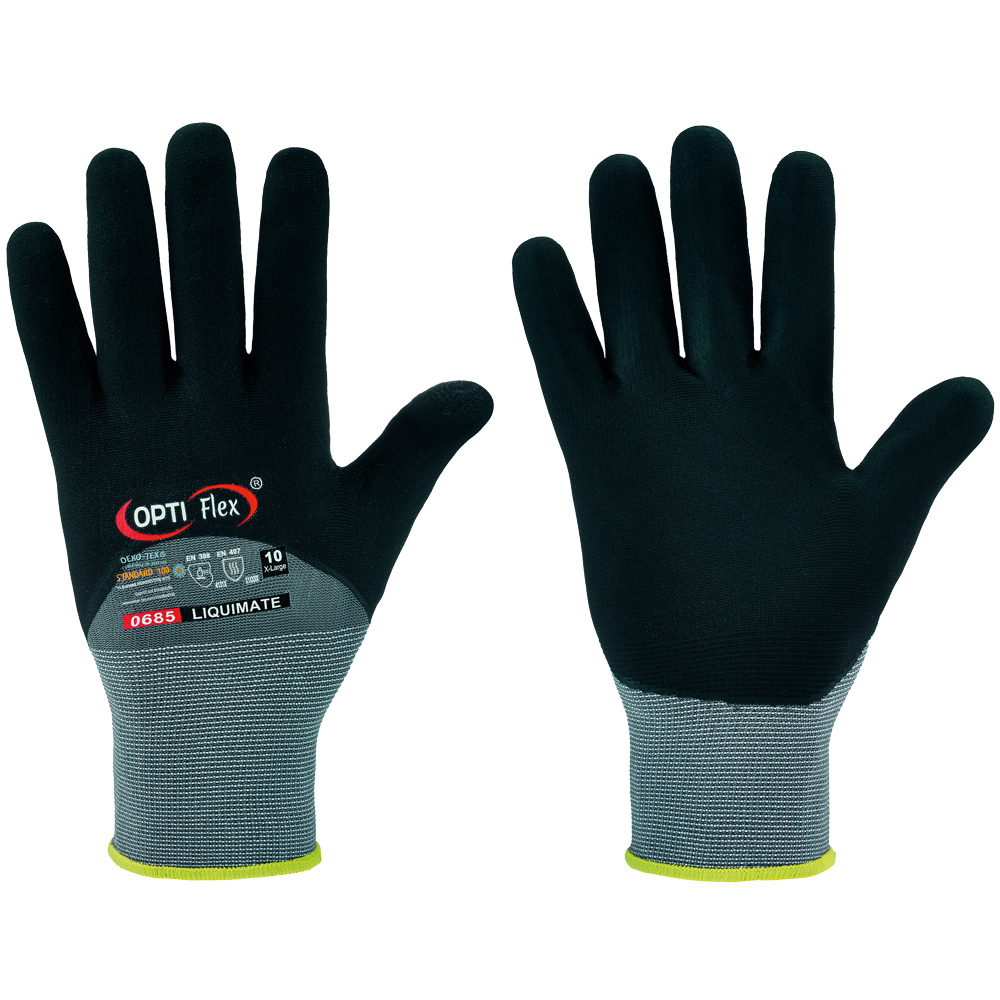 OPTIFLEX Nitril-Handschuhe Liquimate grau/schwarz