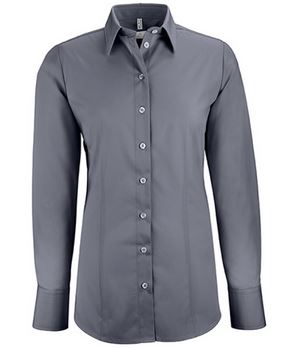 BASIC Damen Bluse Regular Fit anthrazit langarm