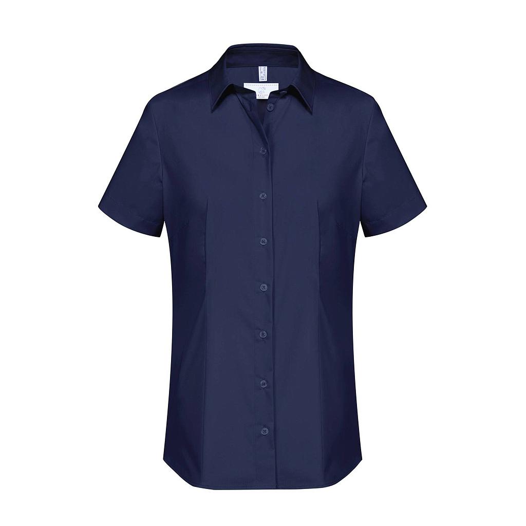Damen Bluse Kurzarm BASIC Regular Fit marine