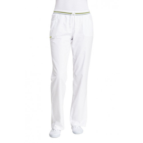 Damenhose weiß/apfelgrün-bottlegreen