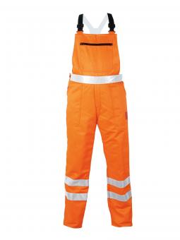 Warnschutz Latzhose mit Schnittschutz Birke fluoreszierend orange