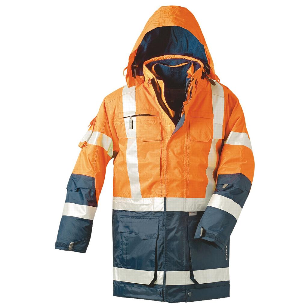 Warnschutz 4 in 1 Parka Wallace fluoreszierend orange/marine