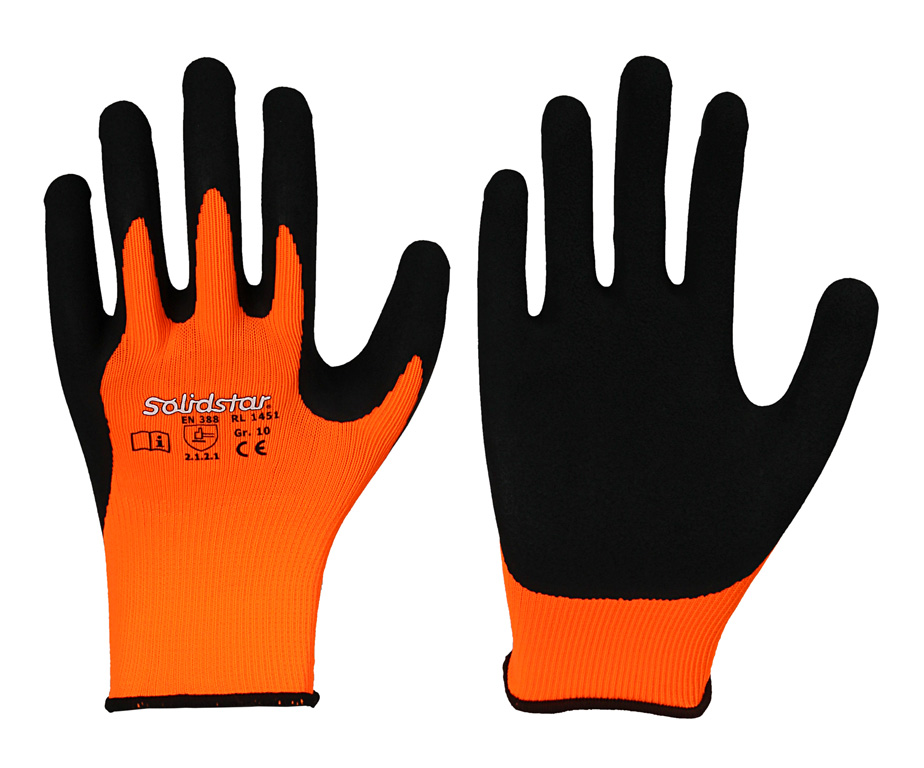 Solidstar® Latex-Handschuhe mit Strickbund orange/schwarz