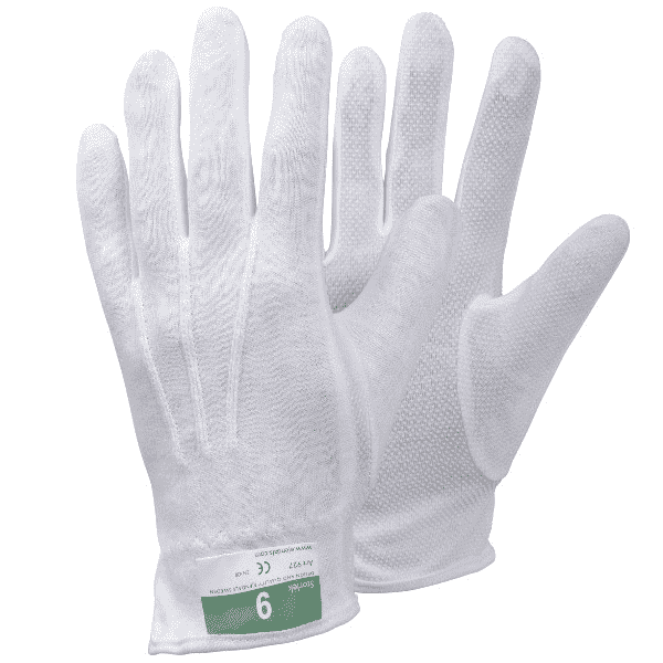 (Auslaufmodell) Tegera 927 Handschuh Baumwolle Basic weiß Innenhand benoppt
