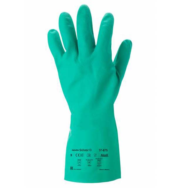 Ansell Baumwollvelour Nitril Handschuhe Solvex® grün Stärke 0,38 mm