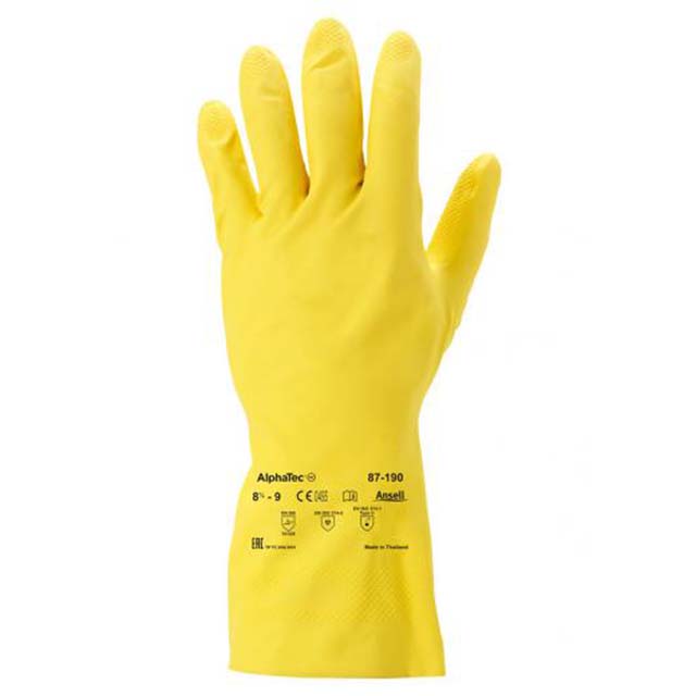 Ansell AlphaTec® Chemikalienschutzhandschuh (ex.Econohands® Plus) 87-190 Latex gelb, velourisiert, Länge 305 mm