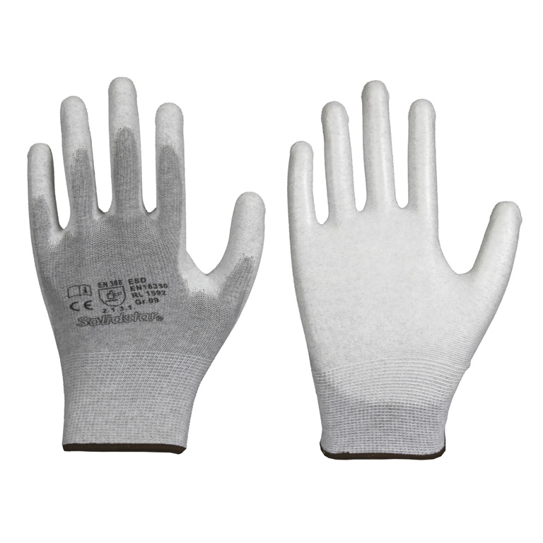 ESD Feinstrick-Handschuh Innenhand mit PU-Beschichtung