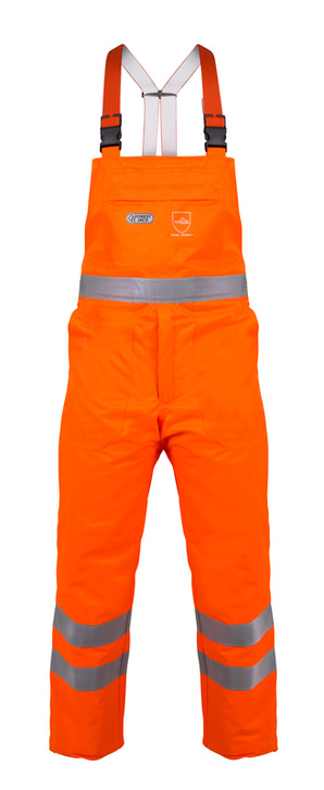 Warnschutz-Latzhose Forest Jack mit Schnittschutz leuchtorange