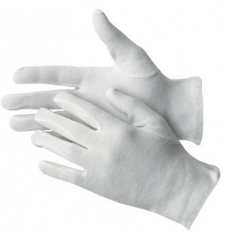 (Abverkauf) Handschuh Baumwolltrikot mit Schichtel mittelschwer, reinweiß
