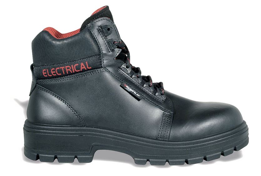 COFRA® NEW ELECTRICAL HOCHSCHUH LEDER SCHWARZ/ROTER STOFF/APT ZWISCHENSOHLE