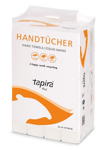 TAPIRA Plus Handtuchpapier, 2 lagig, weiß ZZ-Falz, 24x23cm, 4000 Blatt