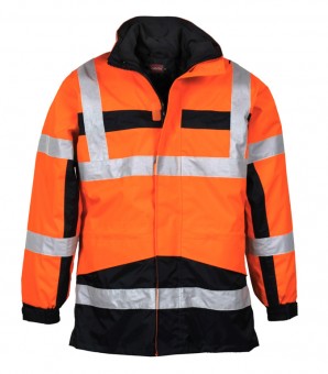LeiKaTex® • 4-in-1-Warnschutzparka "Stonefield" nach EN ISO 20471 + EN 343 • warnorange / marineblau 