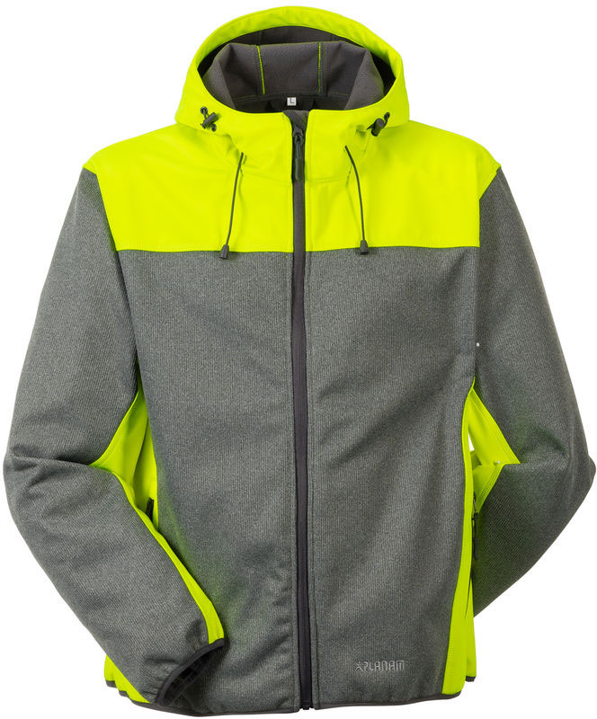 Planam Outdoor Kontrast Softshelljacke grau/gelb