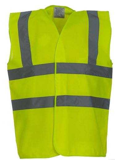 Warnweste Fluo 2 Band + Brace Waistcoat gelb