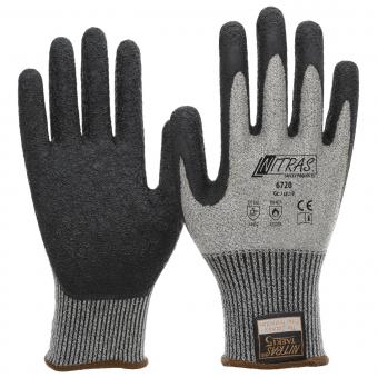 NITRAS® TAEKI Schnittschutzhandschuhe, grau, Latex-Beschichtung, teilbeschichtet auf Innenhand und Fingerkuppen, EN 388, EN 407