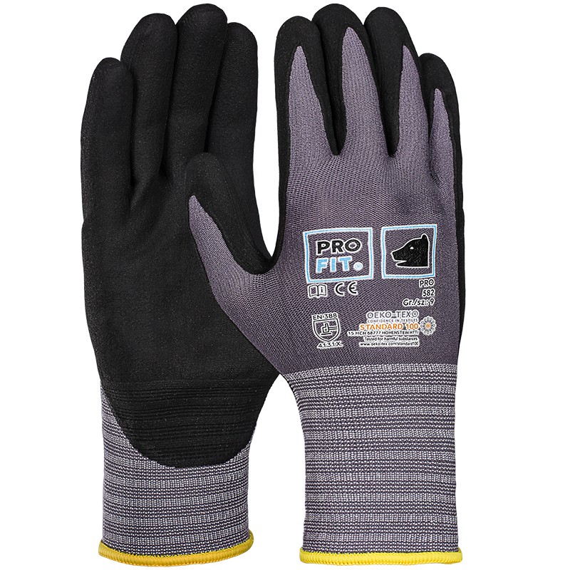 Pro-Fit® PRO Nitrilschaum-Feinstrickhandschuh grau / schwarz