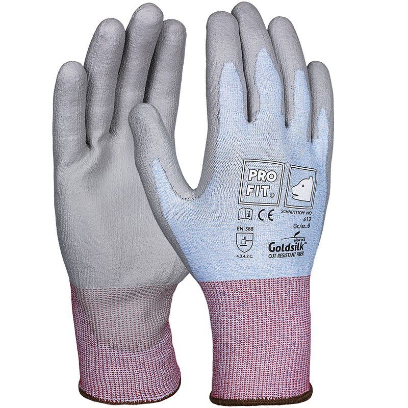 Pro-Fit® Schnittstopp PRO Soft PU-Schnittschutzhandschuh, Level C hellblau/grau, PowerFiber