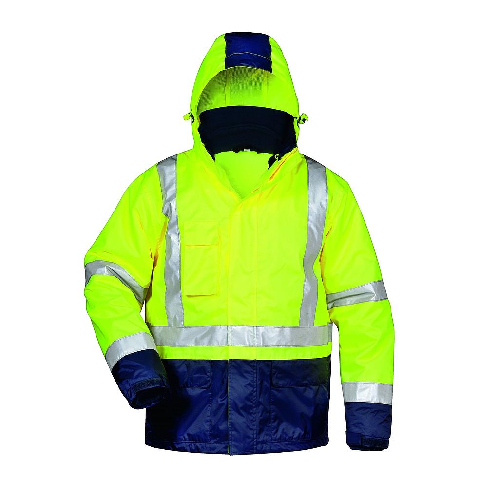 SAFESTYLE® Warnschutz Regenjacke mit Kapuze ALF gelb/ marine