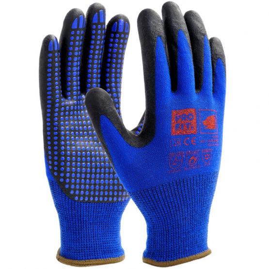 NI-Thermo Nitril-Feinstrickhandschuh, blau / schwarz, mit Punktbenoppung