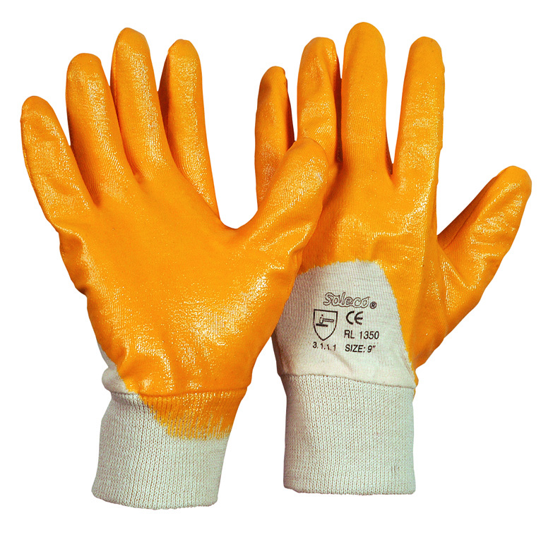 Nitrilhandschuh gelb CE CAT 2 Strickbund teilbeschichtet 