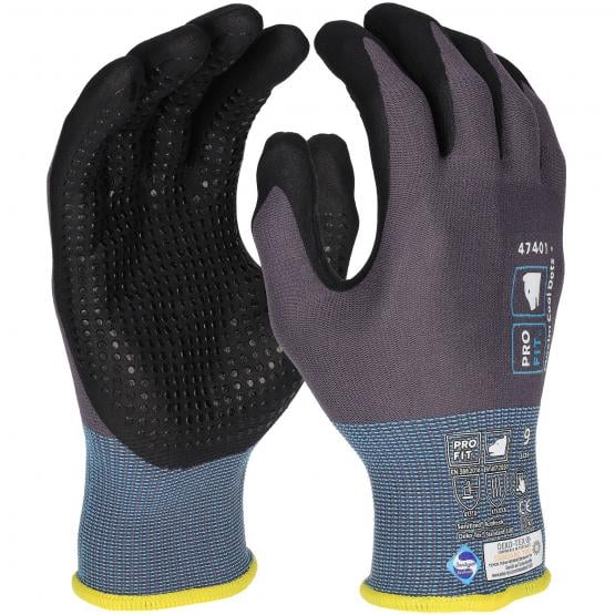 Pro-Fit® "Maxim cool dots", MFT® Nitril Feinstrickhandschuh, grau/schwarz, mit Punktbenoppung