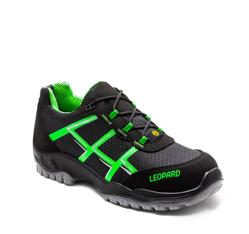 LEOPARD Halbschuh S1P ESD schwarz/neongrün Weite 12 