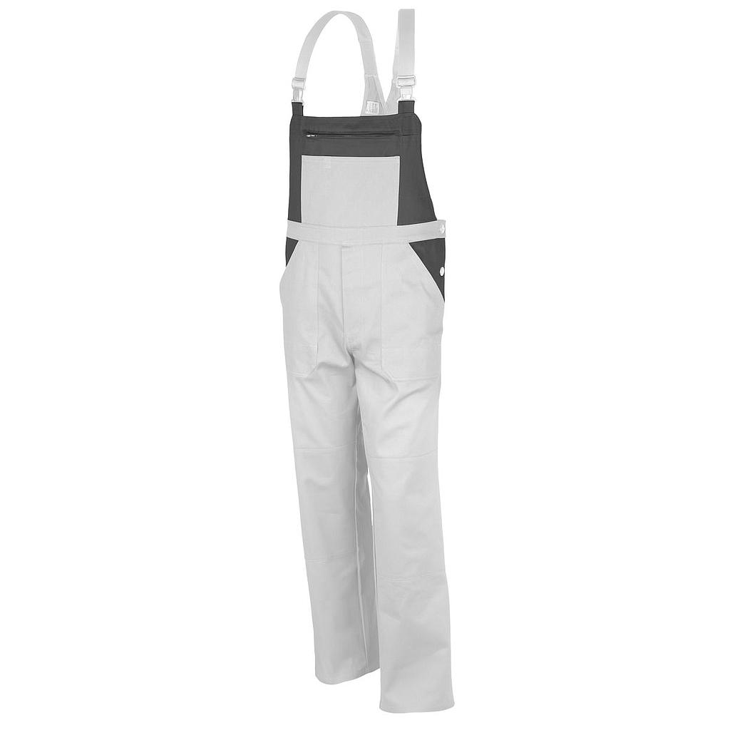 Qualitex Basic 2-farbig Latzhose BW 240g weiß/grau
