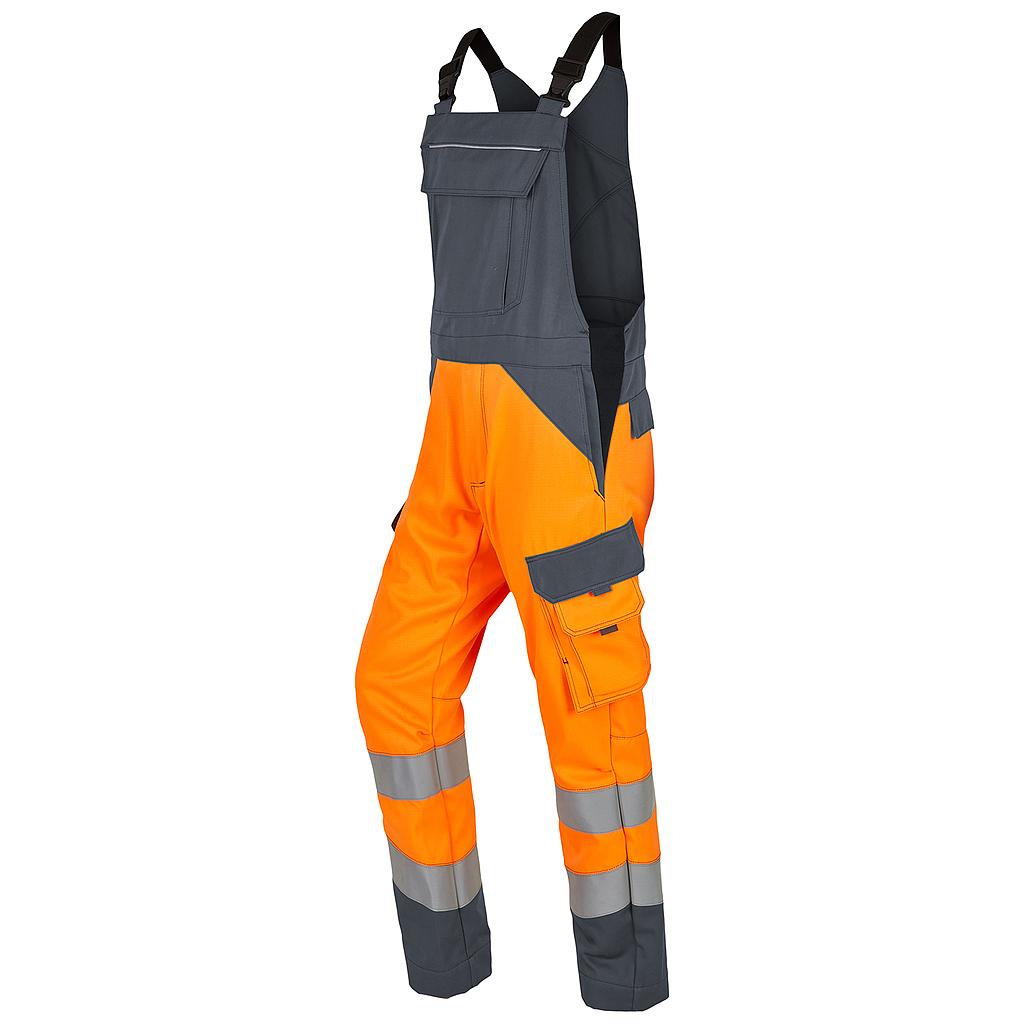 Latzhose 2386 Multiseven teilw. zweilagig leuchtorange/grau