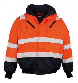LeiKaTex® • Pilotenwarnschutzjacke nach EN ISO 20471 + EN 343 • warnorange / marineblau
