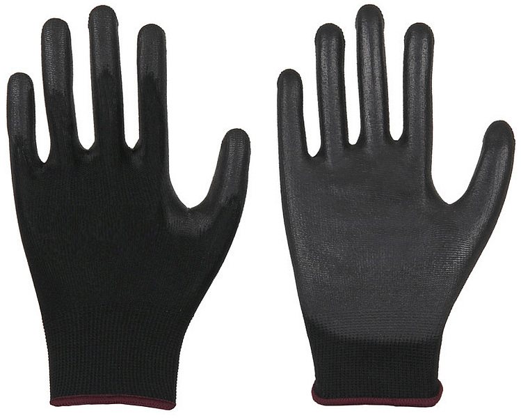 Soleco®  Polyester-Feinstrick-Handschuh mit PU Beschichtung schwarz CE CAT 2
