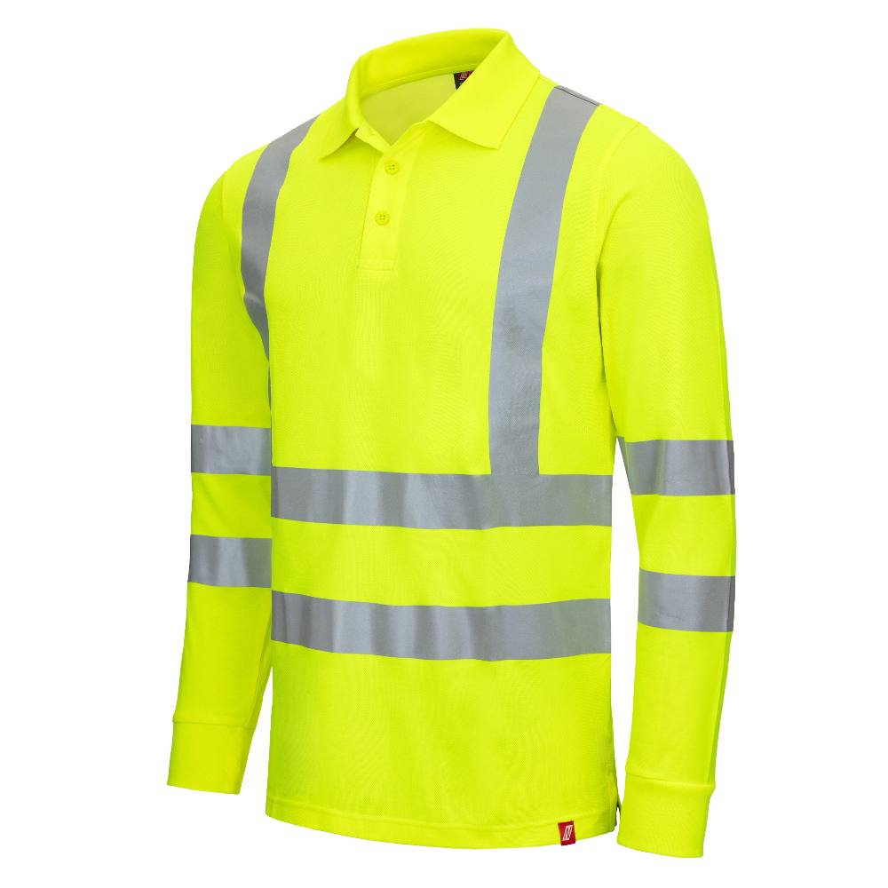 NITRAS® MOTION TEX VIZ, Warnschutz-Langarm-Poloshirt, EN ISO 20471 neongelb